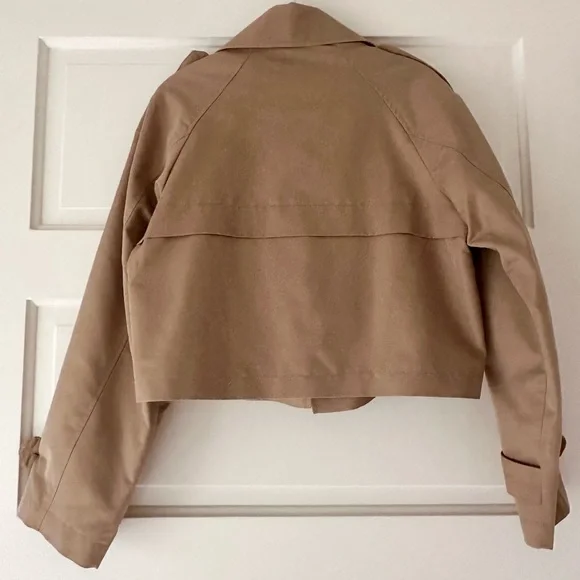 NWT Zara cropped trench jacket in taupe brown. - Picture 7 of 7